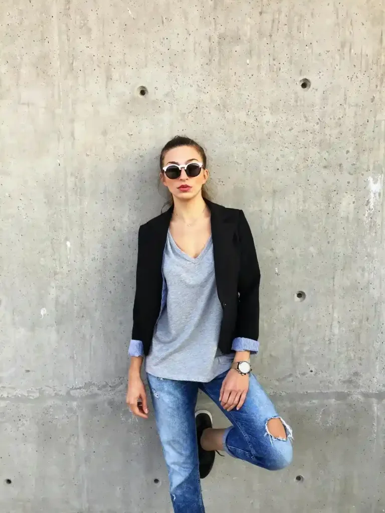cool girl blazer and tea
