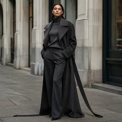 The Floor-Length "Power" Trench and Monochrome Bas