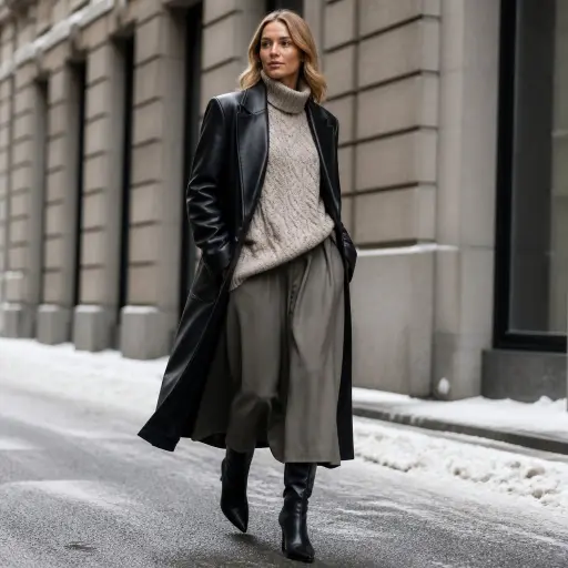 Textural Rebellion (Sleek Leather Meets Chunky Knits)