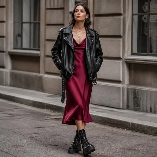 The Feminine Paradox (Liquid Silk + Heavy Leather)
