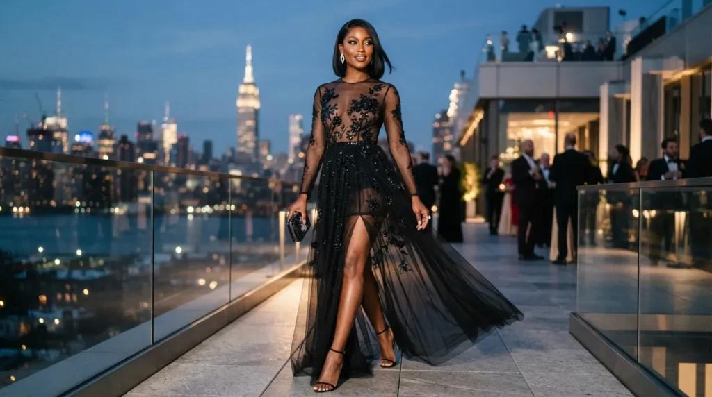 Sheer Elements in Evening Wear