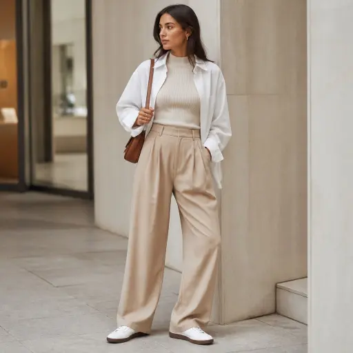 Effortless Street Style Outfits: The Masterclass in Quiet Luxury 2. Relaxed Tailoring Meets Casual Staples