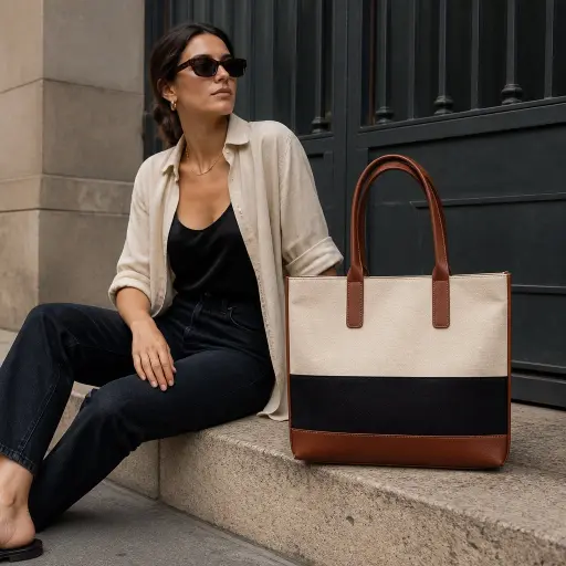 10 Summer Wardrobe Essentials for Women: The Luxury Minimalist Guide 3. The Refined Workhorse: The Canvas & Leather Tote