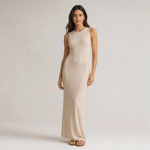 How to Dress Stylishly for Casual Dates: The Premium Minimalist Guide 4. The Fine-Ribbed Knit Column Maxi