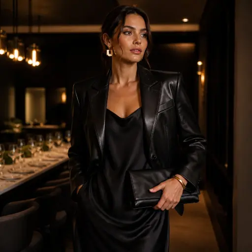 10. The Leather Blazer & Fluid Slip Dress
