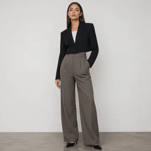 13. The Cropped Blazer & High-Rise Proportion Play