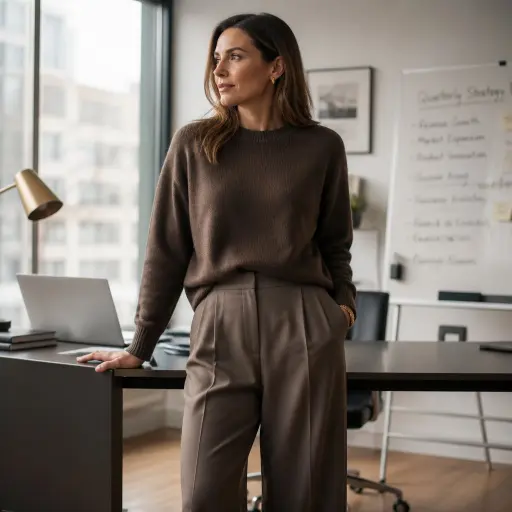 11. The Cashmere Crewneck & Pleated Wide-Leg Balance