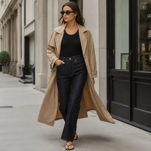 1. The Transitional Trench & Minimalist Thong Sandal Uniform