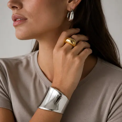 3. Bold, High-Polish Demi-Fine Rings and Cuffs