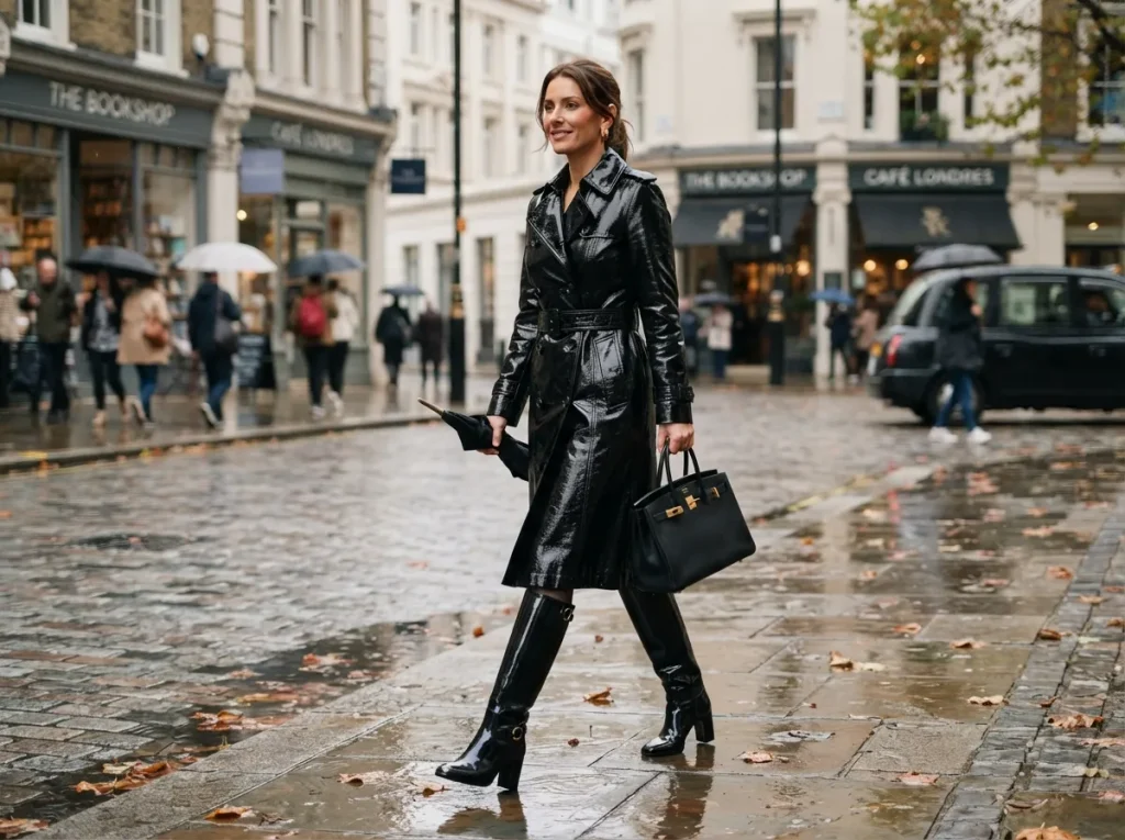 5 Rainy Day Chic Outfits Were The Hero Of New York Fashion Week The Glossy Trench and Tall Boots