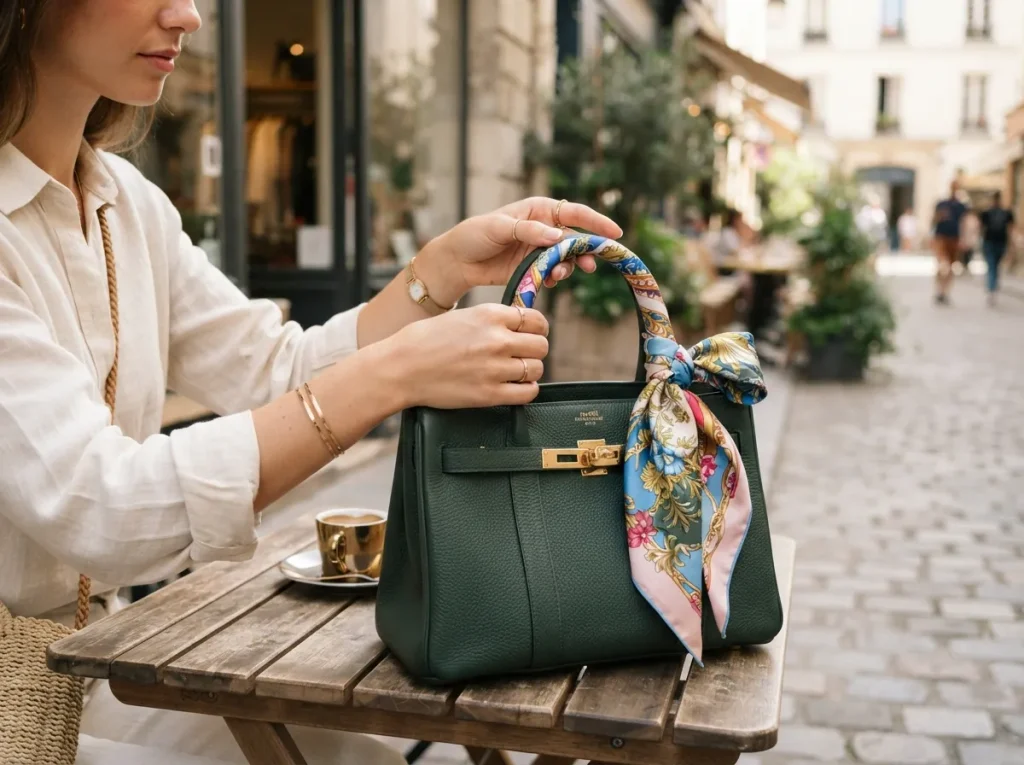 6 Trends Styling Hacks and Accessories You Can Start Wearing Now Add a Silk Scarf to Your Bag