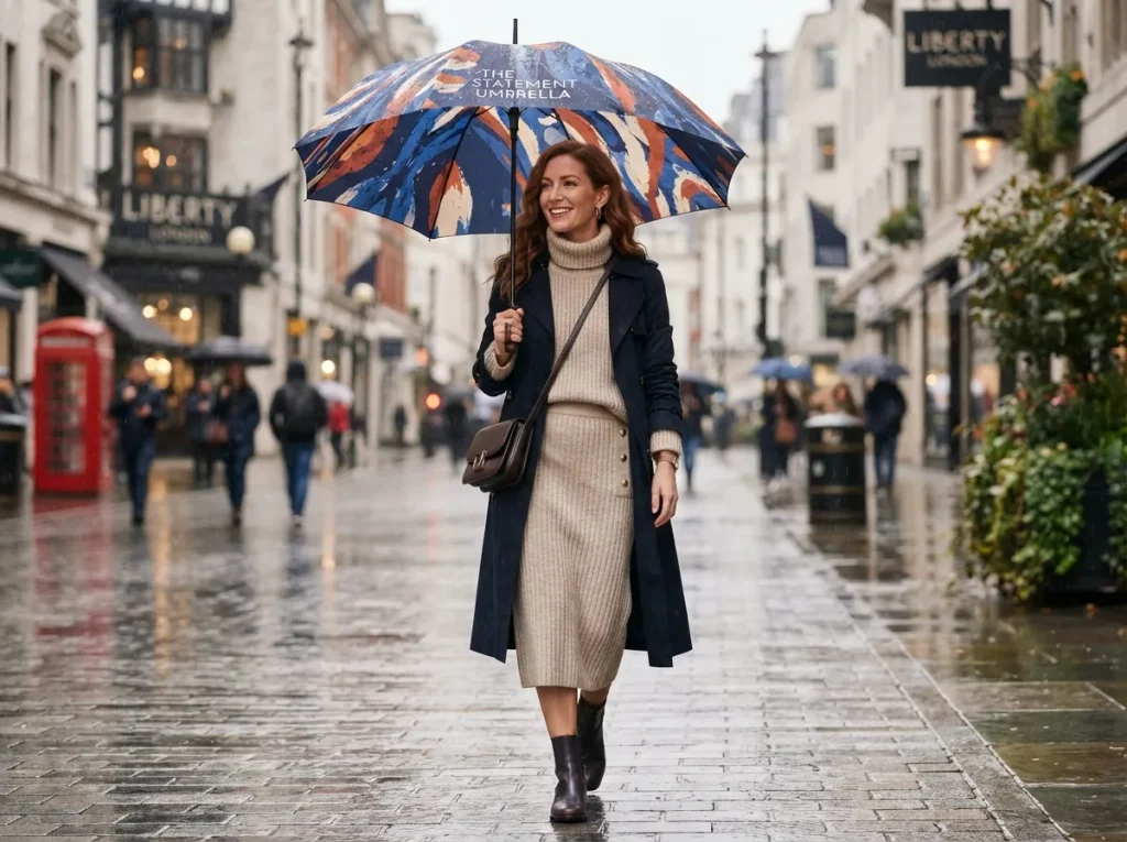 5 Rainy Day Chic Outfits Were The Hero Of New York Fashion Week The Statement Umbrella and Knit Set