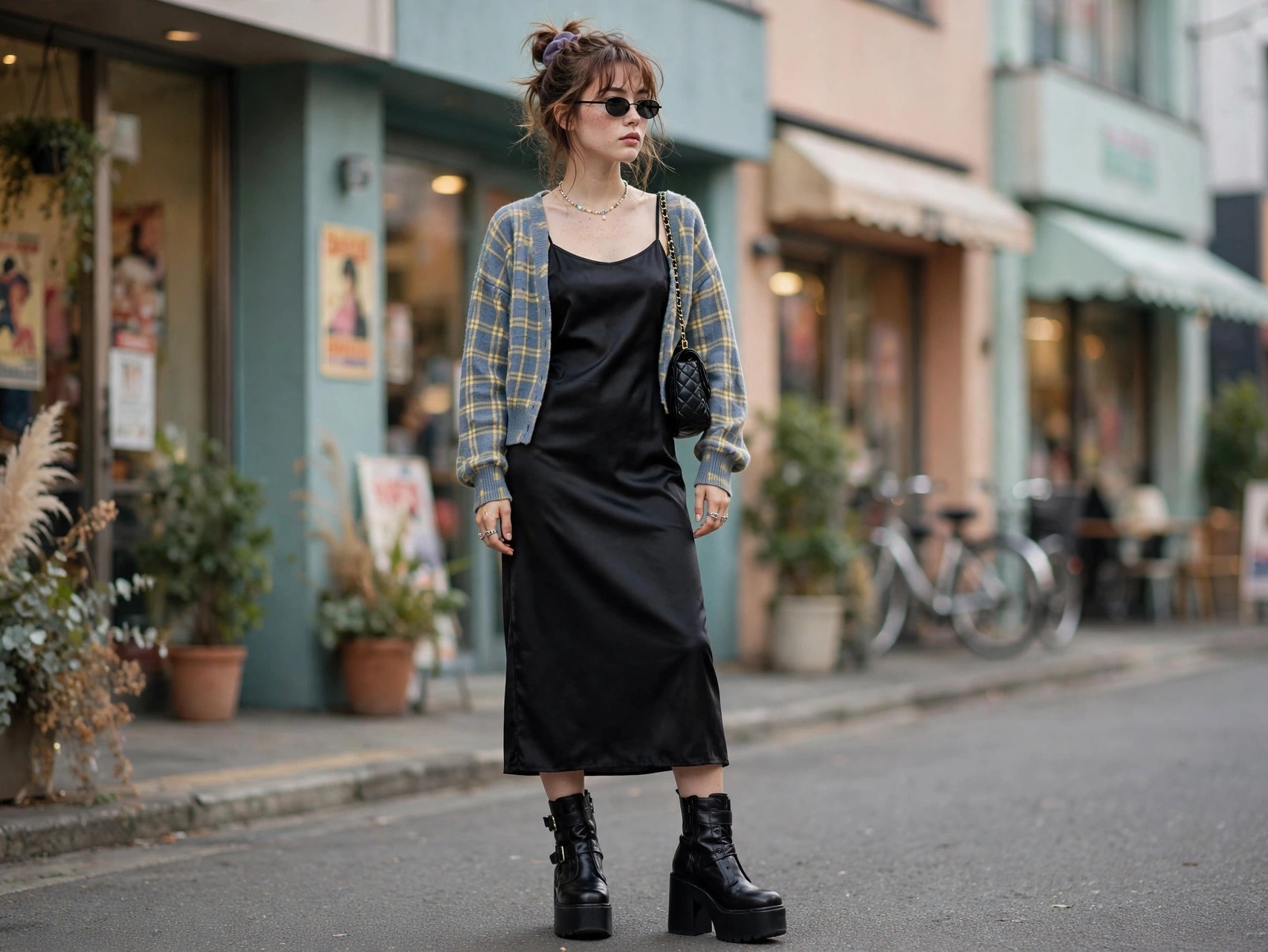 Modern take on 90s Japanese vintage style — retro Harajuku inspired outfit worn today