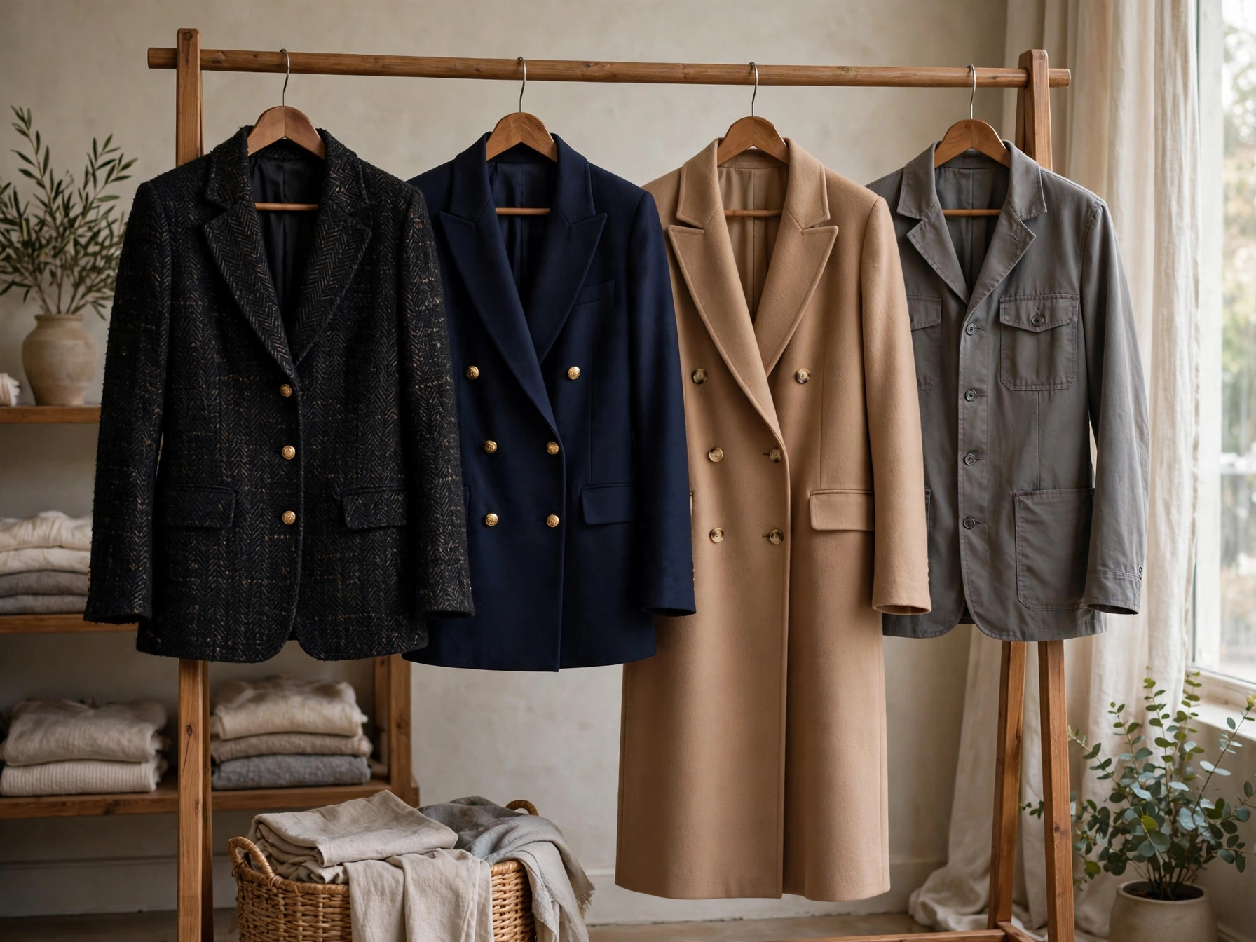 Collection of best women's blazers for work: single-breasted, double-breasted and textured blazers in neutral tones