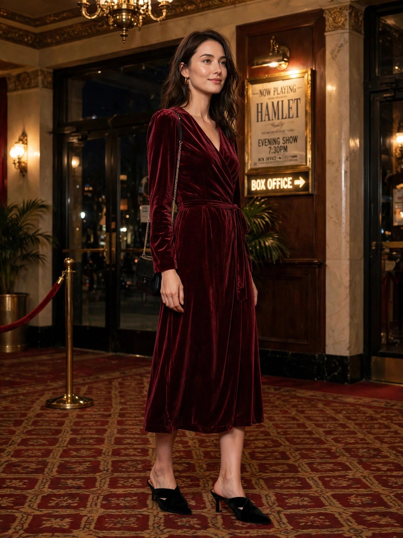 Show-night elegance. For Cirque shows and headliner concerts, a midi dress in a rich fabric — velvet, satin, or crepe — with heeled mules strikes the perfect dressy-but-comfortable note.