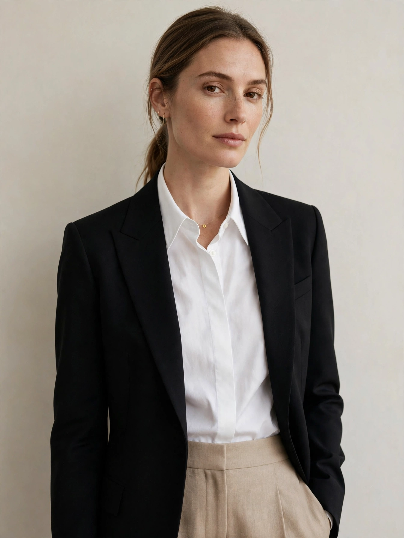 Minimalist. The quiet luxury of aesthetics: white, black, beige, and gray in simple silhouettes and quality fabrics. Tailored trousers, a crisp white shirt, a well-cut blazer, barely-there gold jewelry. Every piece matches everything else, so your mornings get dramatically simpler. It also ages well — unlike trend-driven aesthetics, minimalist pieces rarely look dated, so the investment lasts for years.