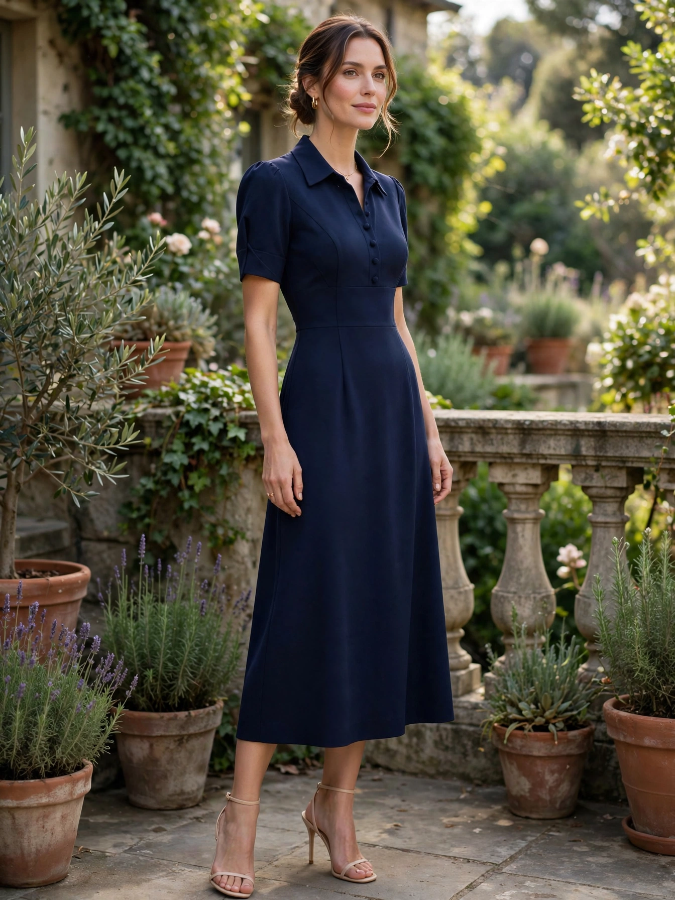 A well-cut midi dress — solid colors or subtle prints. The midi length is the sweet spot of elegant women's fashion: modest, flattering, and endlessly wearable.