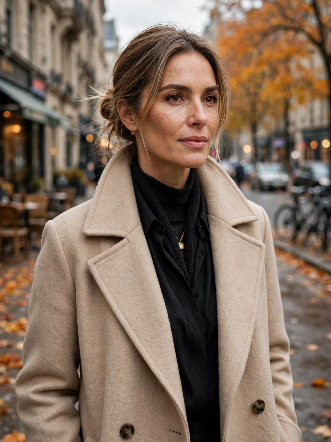 A classic trench or wool coat. Outerwear is the first thing people see. One timeless coat in a neutral shade instantly upgrades every outfit underneath it.