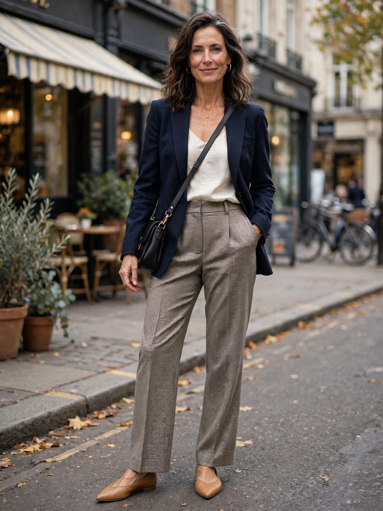 Comfortable yet elegant shoes. Block heels, pointed flats, and clean leather sneakers cover nearly every occasion. Prioritize comfort — you'll wear them more, and confidence shows.