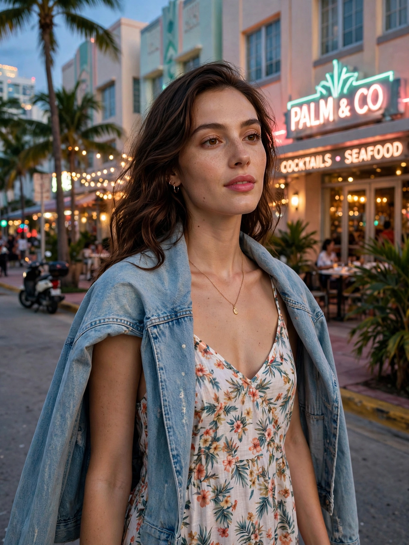 The always-needed light layer. Here's what first-timers forget: Florida interiors are freezing. A denim jacket, lightweight cardigan, or linen blazer lives in your day bag and saves every air-conditioned dinner, movie, or mall trip. It also doubles as your plane outfit layer.