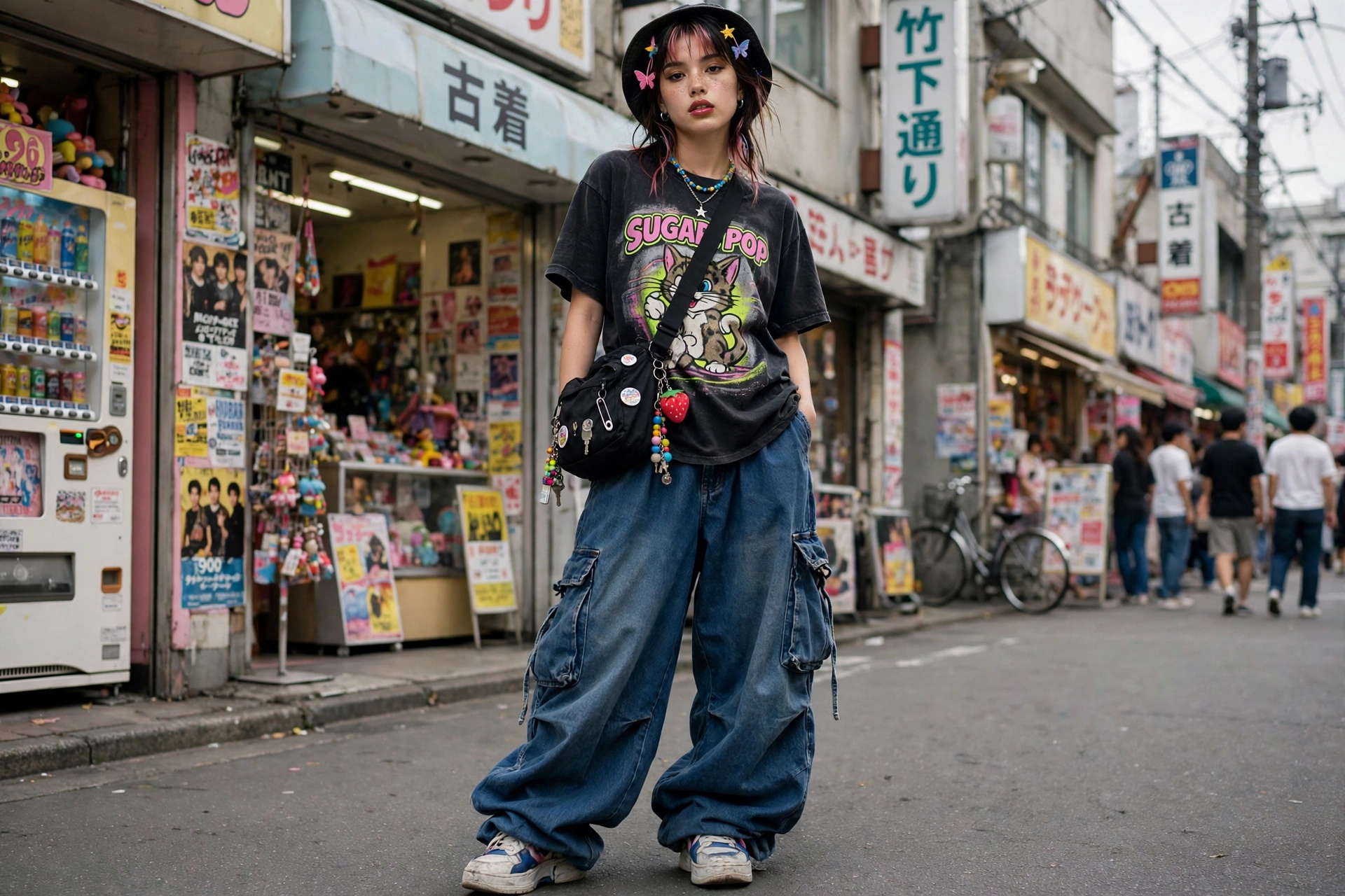 Baggy jeans and cargo pants.