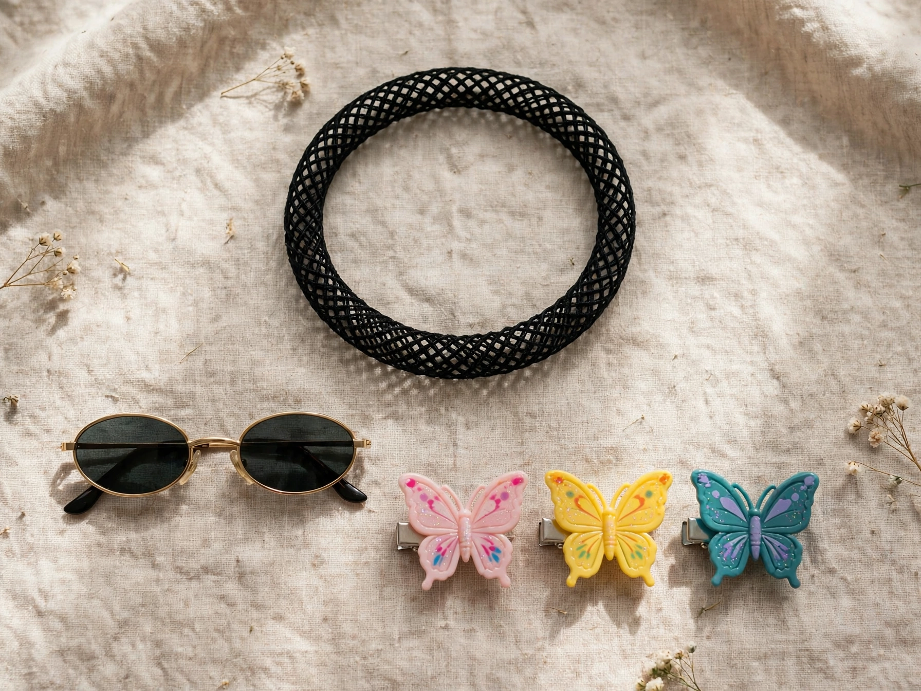 Chokers and tiny sunglasses.