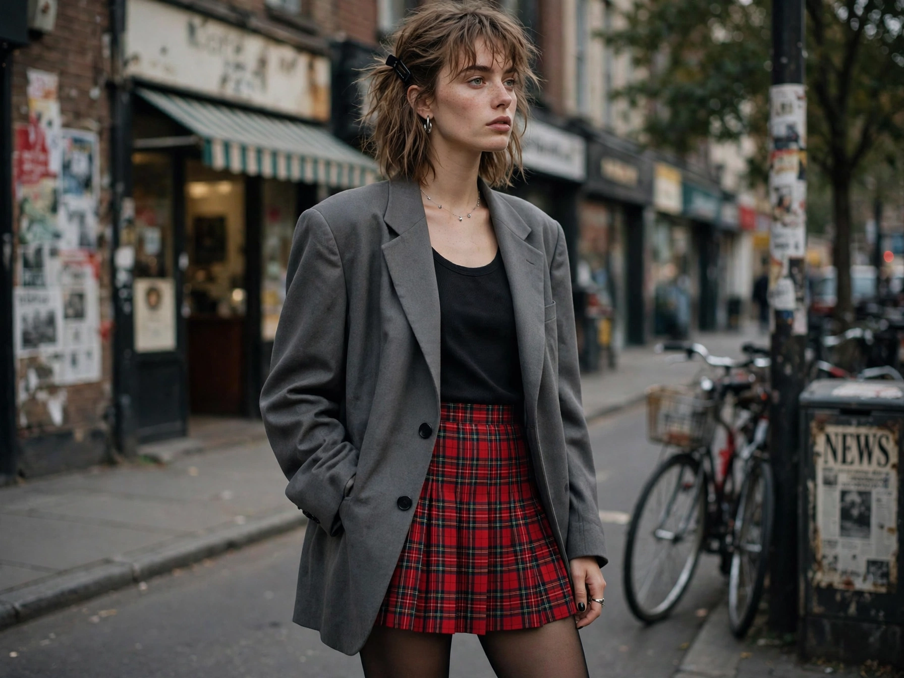 The mini with an oversized blazer.