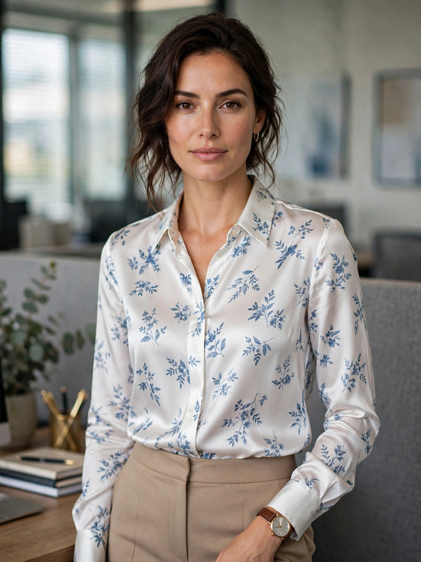 Blouses and button-downs. From silk blouses to crisp Oxford shirts, a good top instantly elevates casual bottoms. Keep a few in white, blue, and subtle prints.