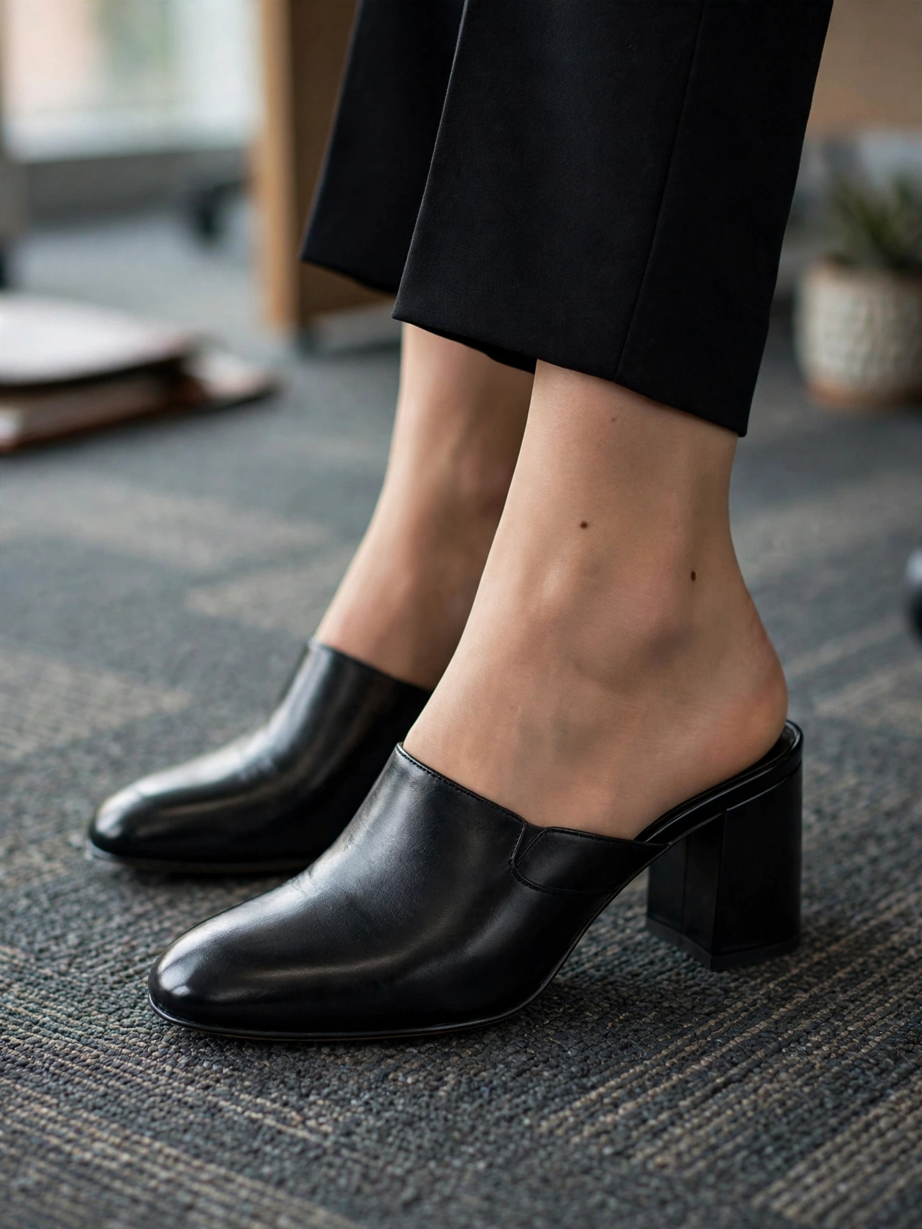 Choose closed, clean shoes. Footwear sets the tone: loafers and mules say office, while worn sneakers say weekend. Keep work shoes clean and in good repair.