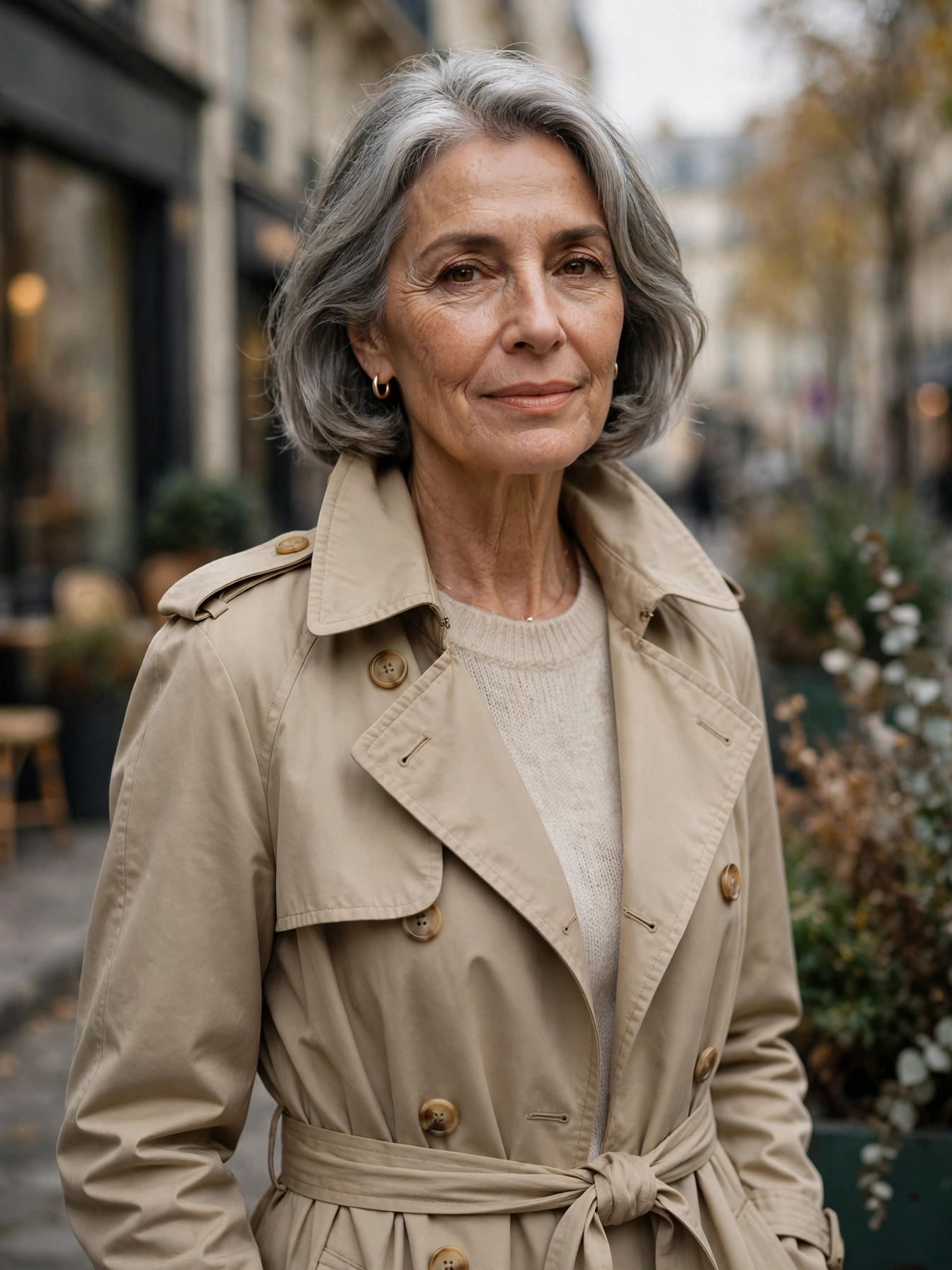 A classic trench coat — timeless outerwear that elevates literally everything underneath it.