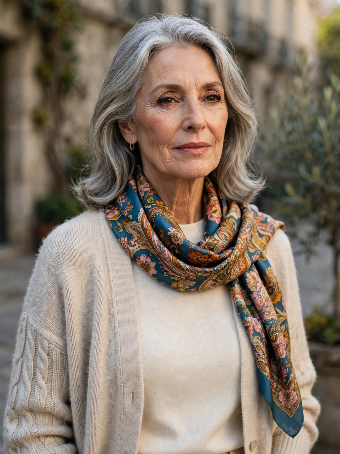 Layer with intention — a scarf, cardigan, or lightweight jacket over a simple base adds depth and elegance.