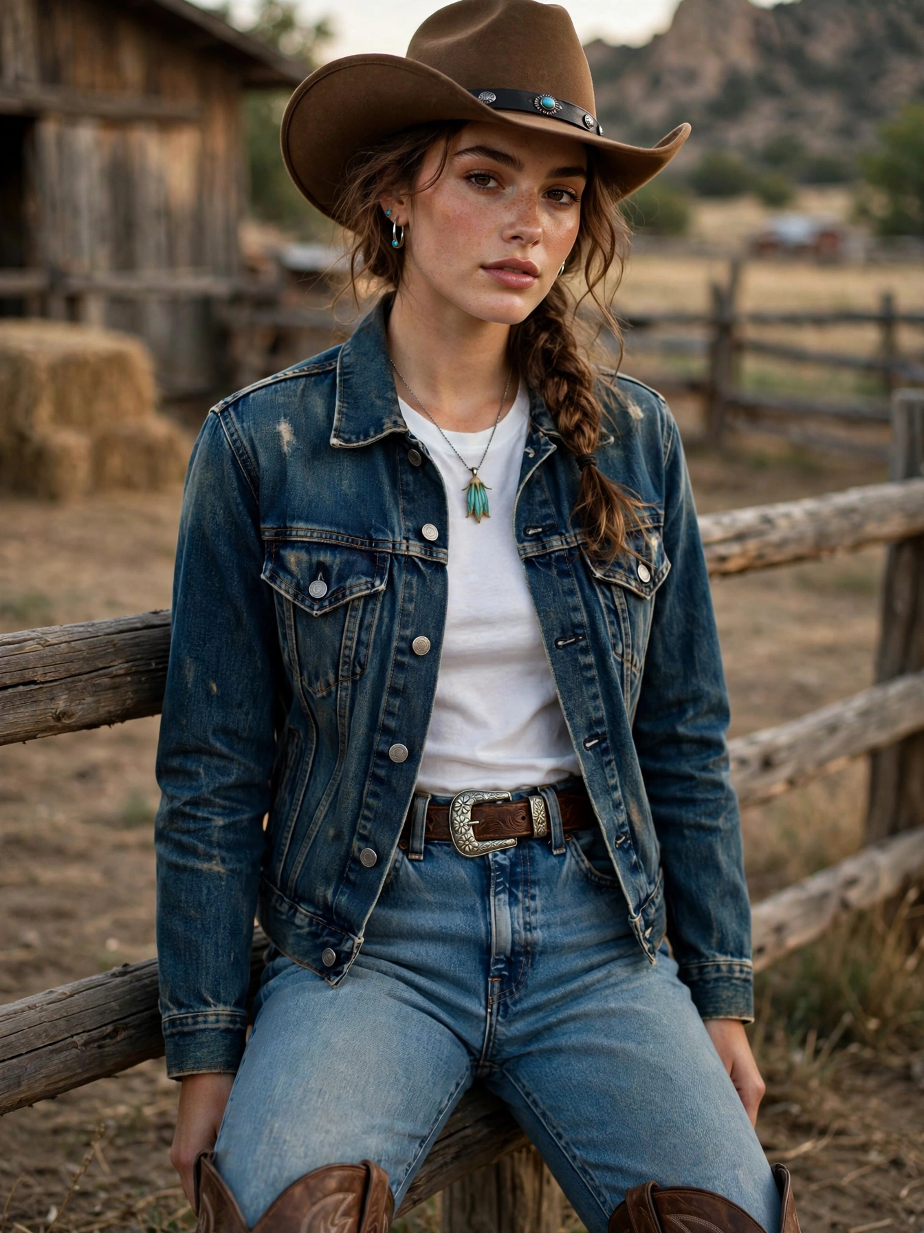 A denim jacket or shirt. Double denim is a western tradition — just vary the washes so the pieces don't match too perfectly.