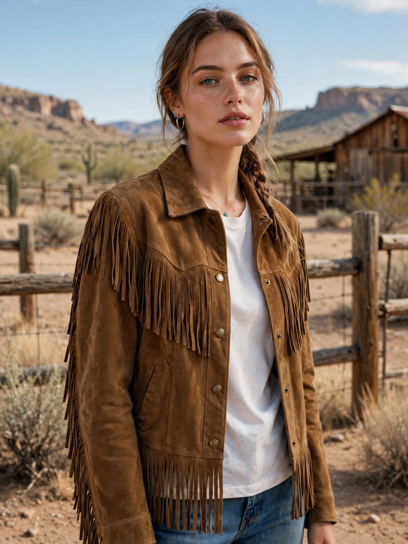 A fringe jacket. Suede with fringe detailing is the ultimate statement piece. Wear it over simple basics and let it do the talking.