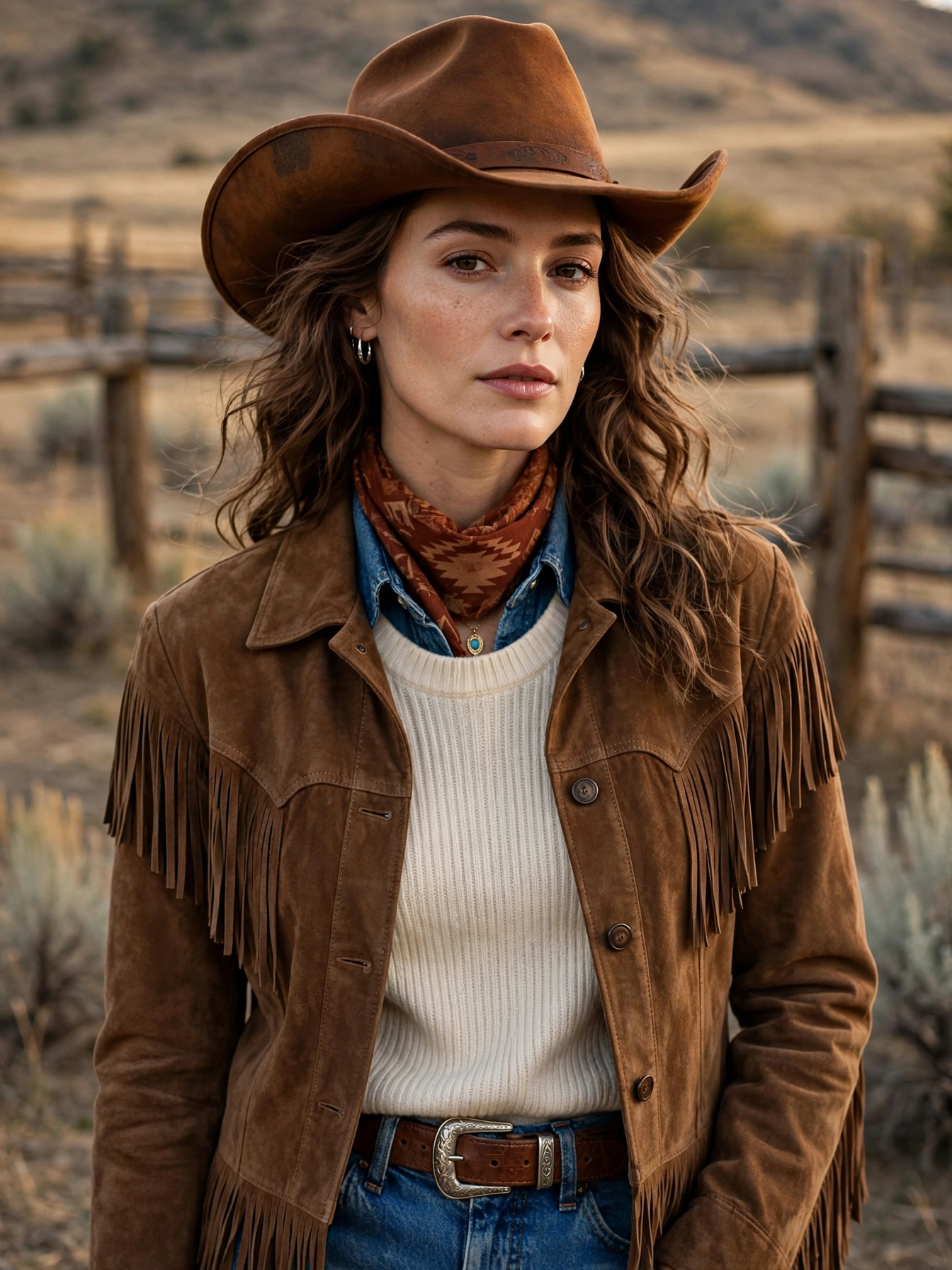 Keep your palette earthy. Browns, tans, denim blues, cream, black, and rust are the western color story. They all work together effortlessly.