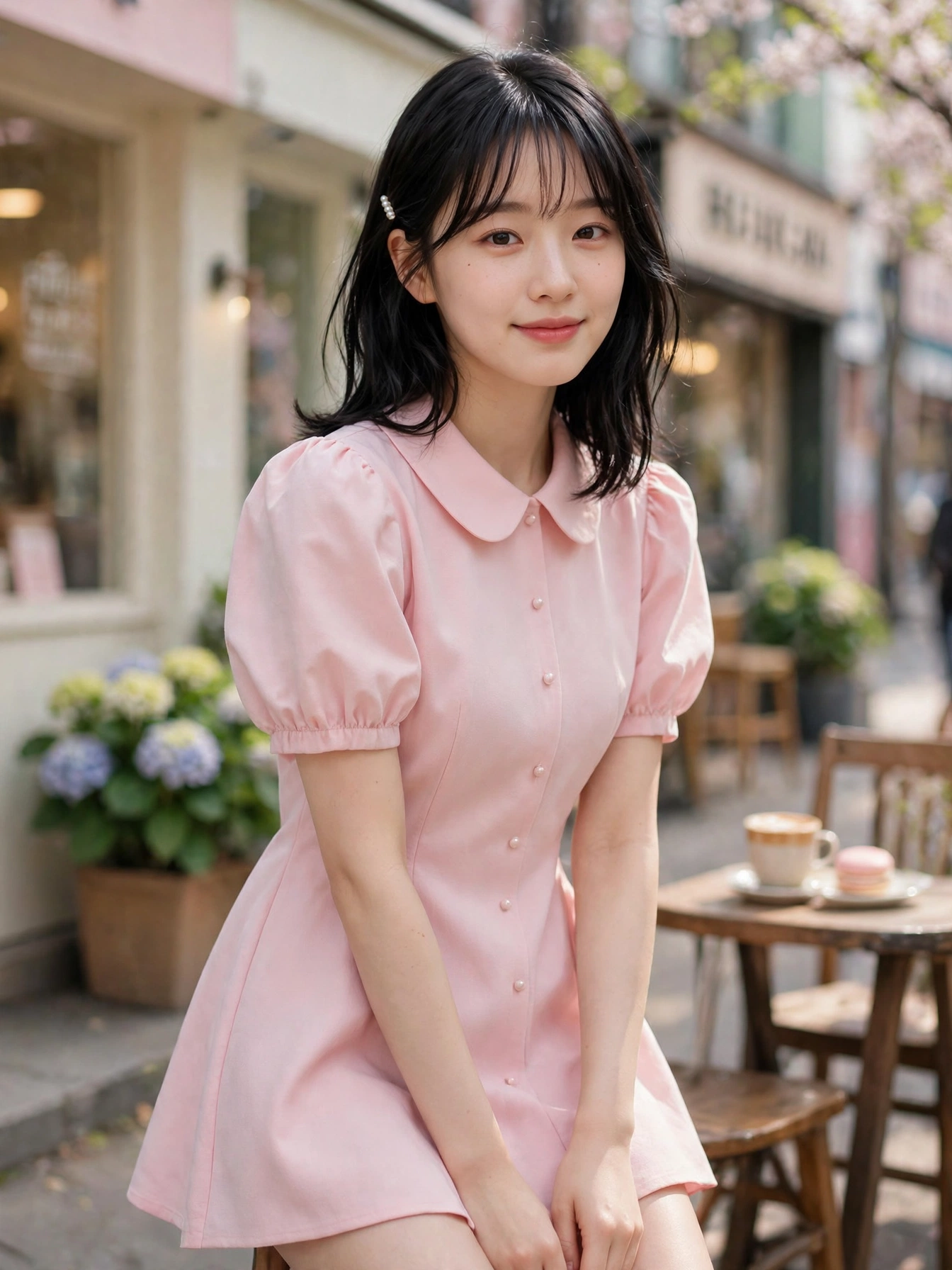 Mini dress with collar — Peter Pan collars, puff sleeves, and A-line cuts give that sweet K-drama heroine look.