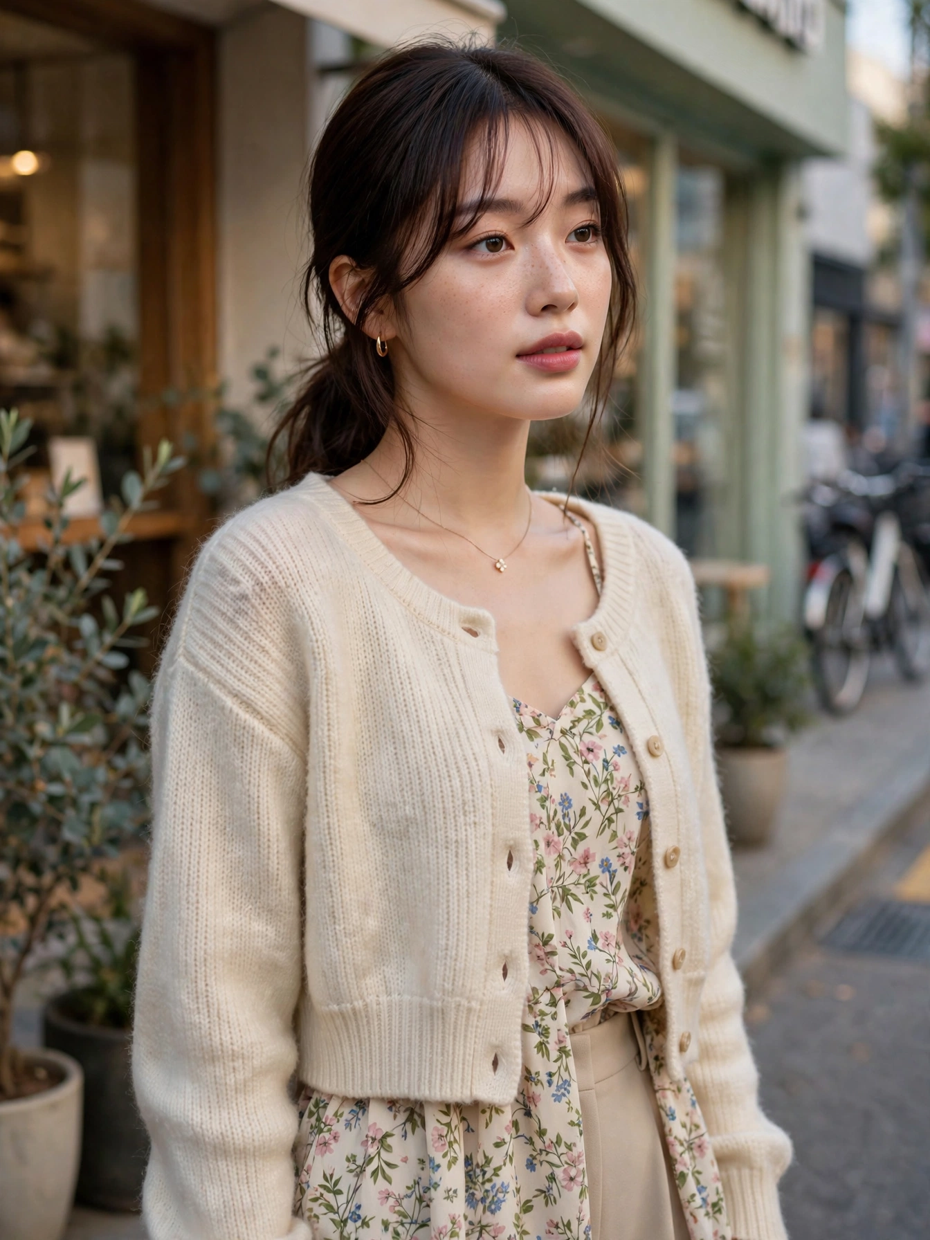 Cropped cardigan — soft, slightly cropped knits worn over dresses or with high-waisted bottoms.
