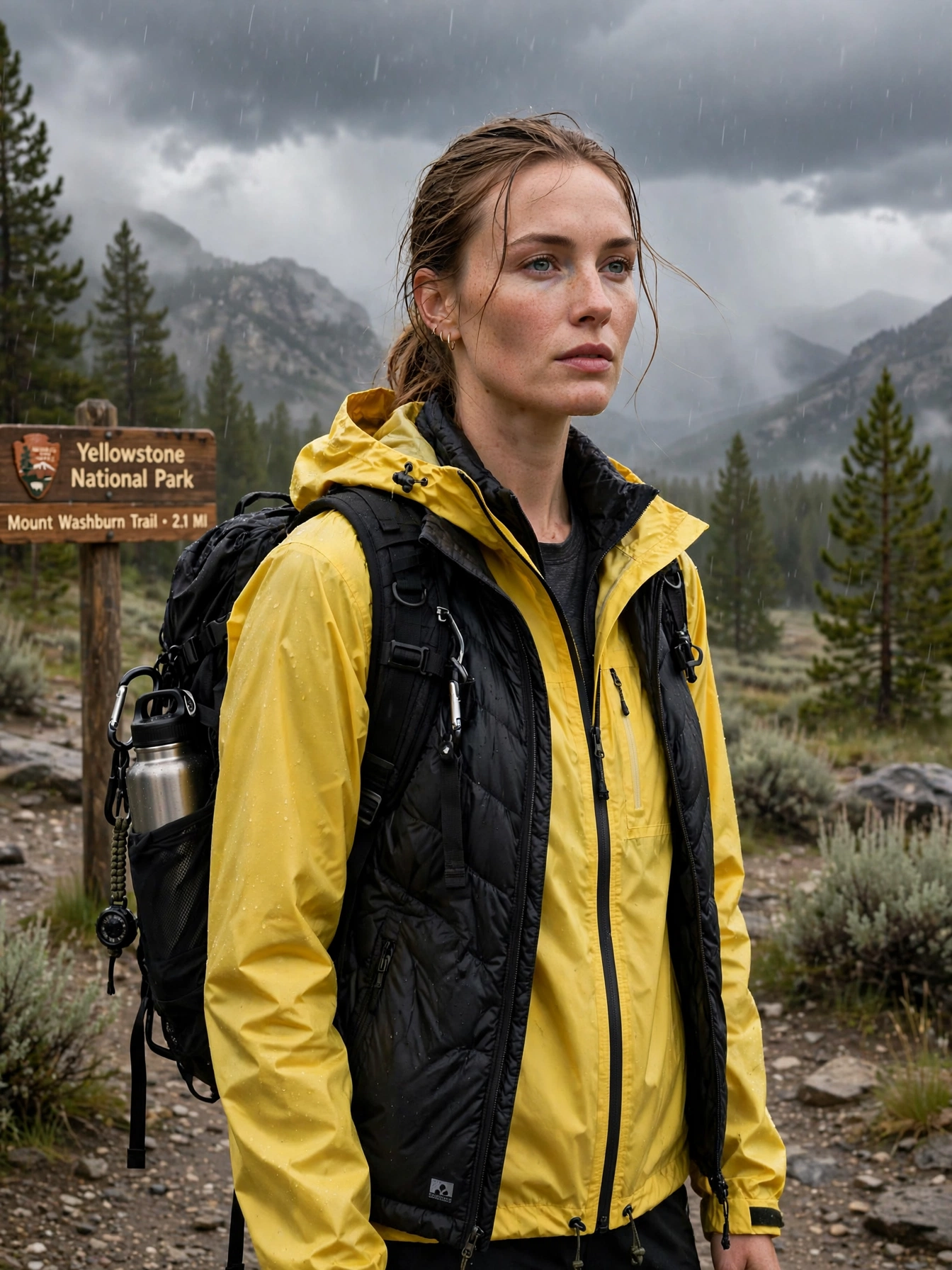 The outer shell. A packable rain jacket or a lightweight puffer vest lives in your daypack. Afternoon thunderstorms roll through fast, and temperatures drop the moment the sun ducks behind the peaks.