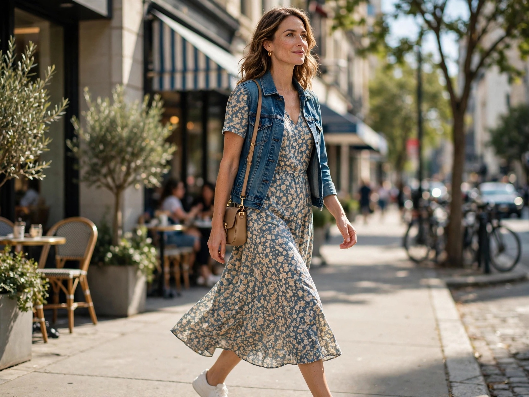 Stylish Outfit Ideas for 35 Year Old Women Woman in her mid-30s in a smart casual outfit walking on a city street